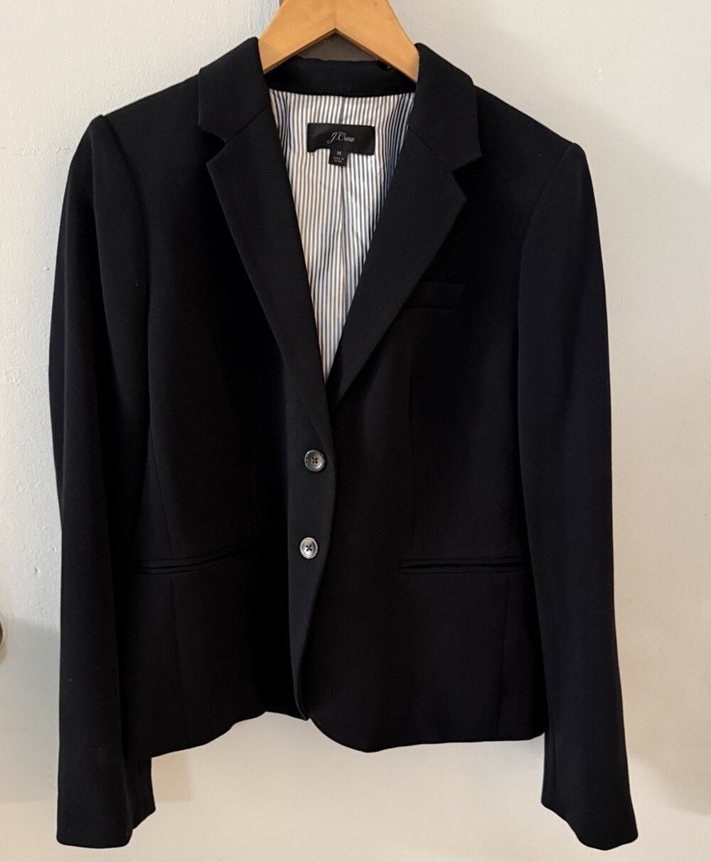J. Crew Women’s M Black Long Sleeves 2-Button Schoolboy Blazer Jacket Career